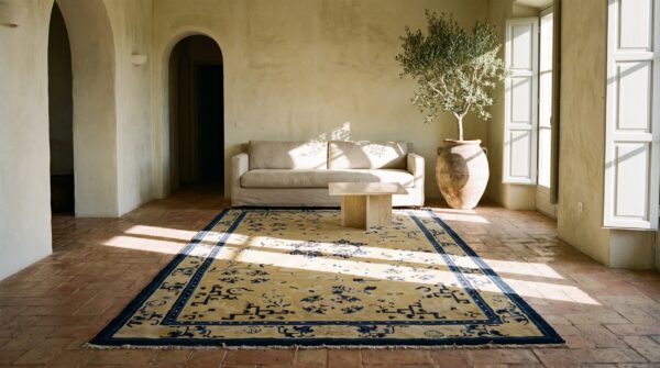Antique chinese - ningxia hallway runner wool yellow rug 8 Antique chinese - ningxia hallway runner wool yellow rug (sku 21977) - room view