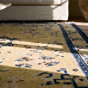 Antique Chinese - Ningxia Hallway Runner Wool Yellow Rug (SKU 21977) - in-room detail