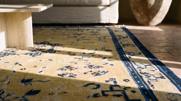 Antique chinese - ningxia hallway runner wool yellow rug 9 Antique chinese - ningxia hallway runner wool yellow rug (sku 21977) - in-room detail