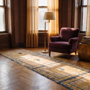 Antique Chinese Ningxia Hallway Runner Wool Yellow Rug (SKU 25472) - room view
