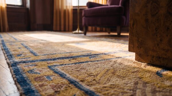 Antique chinese ningxia hallway runner wool yellow rug 10 Antique chinese ningxia hallway runner wool yellow rug (sku 25472) - in-room detail