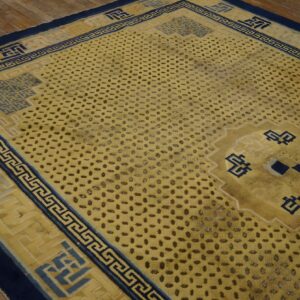 Antique Chinese - Ningxia Chinese Medallion Knotted Yellow Rug (SKU 24882) - room view