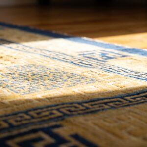 Antique Chinese - Ningxia Chinese Medallion Knotted Yellow Rug (SKU 24882) - in-room detail
