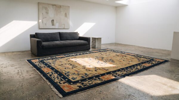 Antique chinese - ningxia small scatter size wool blue rug (sku 20977) - room view