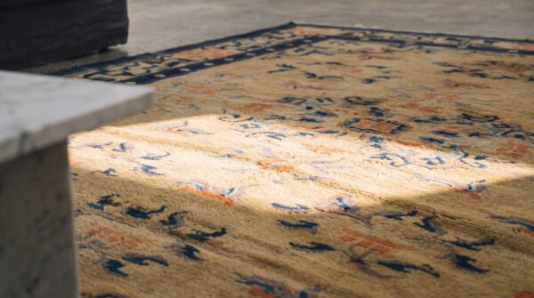 Antique chinese - ningxia small scatter size wool blue rug (sku 20977) - in-room detail