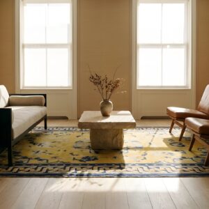 Antique Chinese - Ningxia Wide Gallery Wool Yellow Rug (SKU 23444) - room view