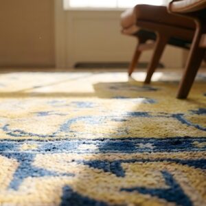 Antique Chinese - Ningxia Wide Gallery Wool Yellow Rug (SKU 23444) - in-room detail