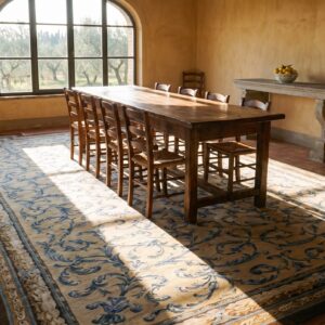 Antique Chinese Oversized Large Big Wool Ivory Rug (SKU 25505) - room view