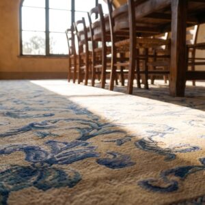 Antique Chinese Oversized Large Big Wool Ivory Rug (SKU 25505) - in-room detail