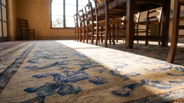 Antique chinese oversized large big wool ivory rug 10 Antique chinese oversized large big wool ivory rug (sku 25505) - in-room detail