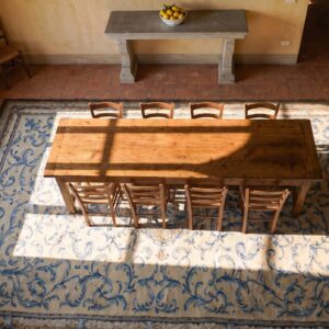 Antique Chinese Oversized Large Big Wool Ivory Rug (SKU 25505) - styled overhead view