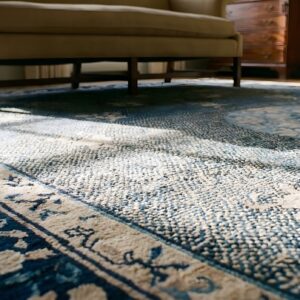 Chinese - Peking 1880s Room Size Knotted Rectangle Wool Blue Antique Rug (SKU 25850) - in-room detail