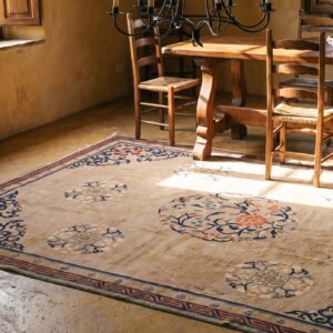 Chinese - Peking 1890s Wool Antique Room Size Knotted Rectangle Ivory Rug (SKU 22812) - room view