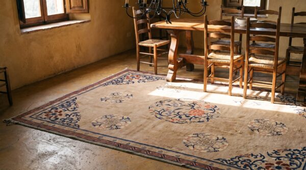 Chinese - peking 1890s wool antique room size knotted rectangle ivory rug 10 Chinese - peking 1890s wool antique room size knotted rectangle ivory rug (sku 22812) - room view