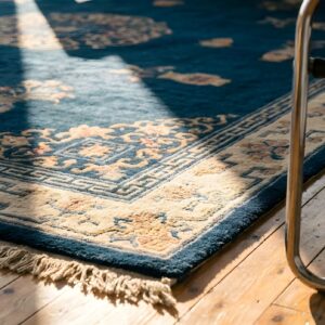 Wool Chinese - Peking Knotted 1930s Antique Blue Room Size Rectangle Rug (SKU 22937) - in-room detail