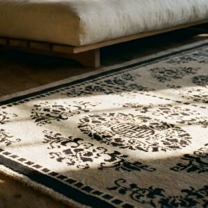 Antique Chinese - Peking Allover Floral Knotted Rug (SKU 25219) - in-room detail