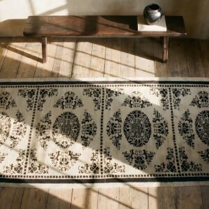 Antique Chinese - Peking Allover Floral Knotted Rug (SKU 25219) - styled overhead view