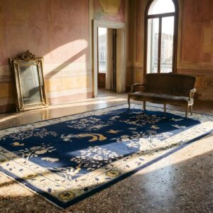 Antique Chinese - Peking Chinese Allover Floral Blue 1880s Rug (SKU 25190) - room view