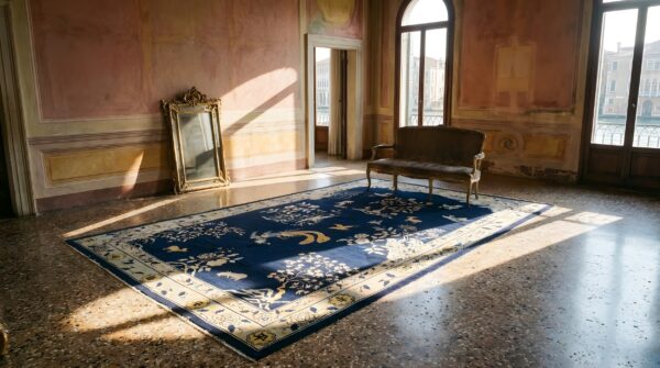 Antique chinese - peking chinese allover floral blue 1880s rug 8 Antique chinese - peking chinese allover floral blue 1880s rug (sku 25190) - room view