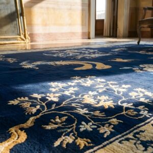 Antique Chinese - Peking Chinese Allover Floral Blue 1880s Rug (SKU 25190) - in-room detail