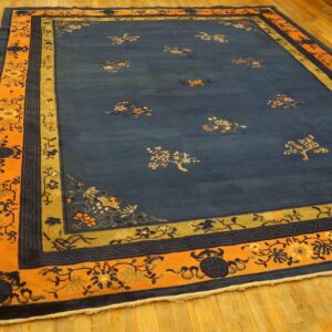 Antique Chinese Peking Allover Floral Blue 1920s Rug (SKU 23947) - in-room detail