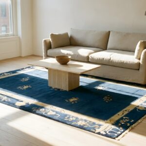 Antique Chinese - Peking Chinese Allover Floral Blue 1920s Rug (SKU 24872) - room view