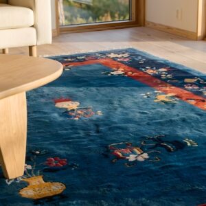 Antique Chinese - Peking Allover Floral Chinese Blue 1920s Rug (SKU 25205) - in-room detail