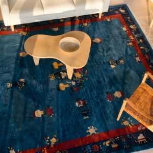 Antique Chinese - Peking Allover Floral Chinese Blue 1920s Rug (SKU 25205) - styled overhead view