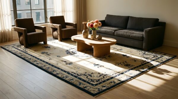 Antique chinese - peking chinese allover medallion knotted rug 9 Antique chinese - peking chinese allover medallion knotted rug (sku 24854) - room view