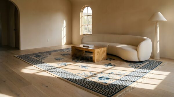 Antique chinese - peking chinese allover medallion ivory 1890s rug (sku 25022) - room view