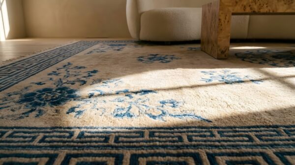 Antique chinese - peking chinese allover medallion ivory 1890s rug (sku 25022) - in-room detail