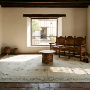 Antique Chinese Peking Big Oversized Light Ivory Color Wool Pile Carpet (SKU 23503) - room view