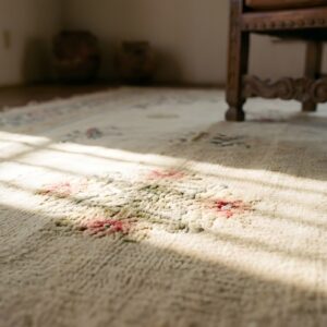Antique Chinese Peking Big Oversized Light Ivory Color Wool Pile Carpet (SKU 23503) - in-room detail