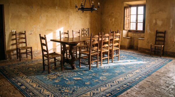 Antique chinese - peking chinese blue 1880s rug (sku 22312) - room view