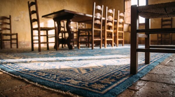 Antique chinese - peking chinese blue 1880s rug (sku 22312) - in-room detail
