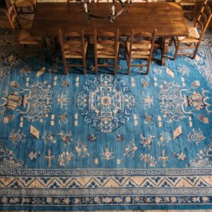 Antique Chinese - Peking Chinese Blue 1880s Rug (SKU 22312) - styled overhead view