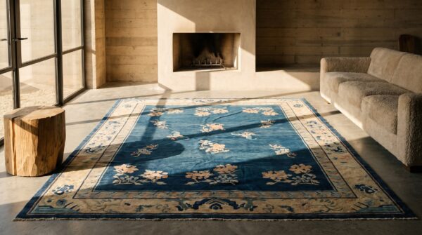 Antique chinese - peking blue 1880s rug 7 Antique chinese - peking blue 1880s rug (sku 22945) - room view