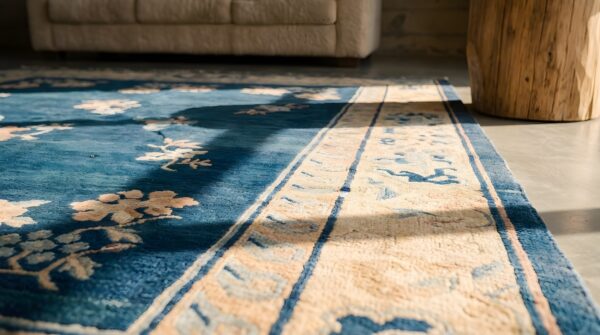 Antique chinese - peking blue 1880s rug 8 Antique chinese - peking blue 1880s rug (sku 22945) - in-room detail