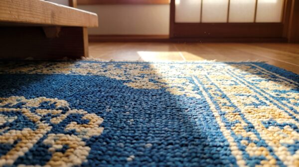 Antique chinese - peking chinese blue 1890s blue rug 7 Antique chinese - peking chinese blue 1890s blue rug (sku 21835) - in-room detail