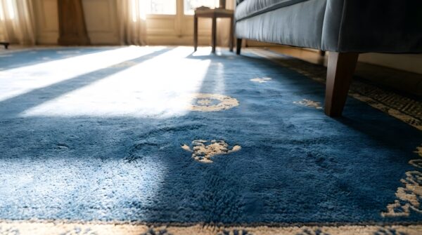 Chinese - peking blue room size antique knotted rectangle 1890s wool rug 13 Chinese - peking blue room size antique knotted rectangle 1890s wool rug (sku 24743) - in-room detail