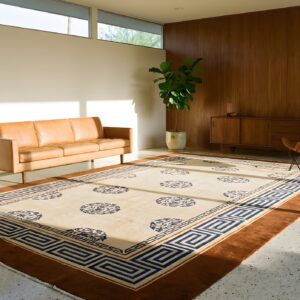 Antique Chinese Peking Carpet 8'×13'6" Ivory Field, Fox Brown Border, Notable Kangxi Style, 19th Century (SKU 19436) - room view
