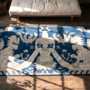 Antique Chinese - Peking China - Peking Knotted Rug (SKU 22730) - styled overhead view