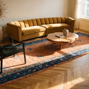 Antique Chinese Peking Coral Wool Hallway Runner Rug (SKU 25487) - room view
