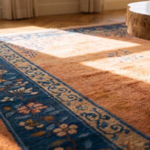 Antique Chinese Peking Coral Wool Hallway Runner Rug (SKU 25487) - in-room detail
