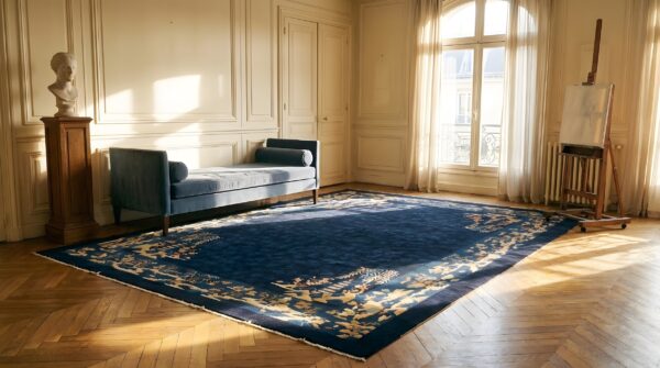 Antique chinese - peking chinese floral knotted rug 9 Antique chinese - peking chinese floral knotted rug (sku 25040) - room view