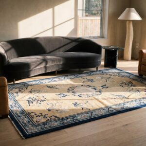 Antique Chinese Peking Wool Pile Hand Knotted Floral Medallion Rug (SKU 23447) - room view