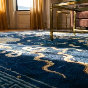 Antique Chinese - Peking Chinese Floral, Medallion Blue 1880s Rug (SKU 25129) - in-room detail