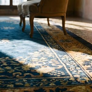 Antique Chinese - Peking Chinese Floral, Medallion Blue 1900s Rug (SKU 24893) - in-room detail