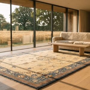 Antique Chinese Peking Chinese Floral, Medallion Ivory 1920s Rug (SKU 24874) - room view