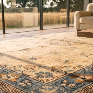 Antique Chinese Peking Chinese Floral, Medallion Ivory 1920s Rug (SKU 24874) - in-room detail